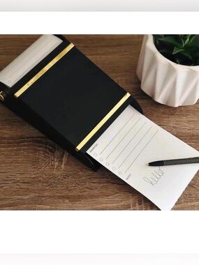 Hearth and hand magnolia metal note paper roll dispenser black and brass